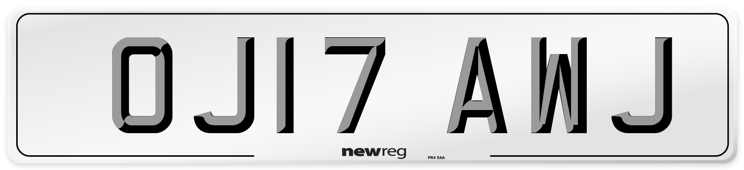 OJ17 AWJ Number Plate from New Reg